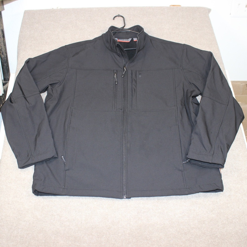 Free Country Mens Black Softshell Jacket Full Zip Outdoor Coat Size XL